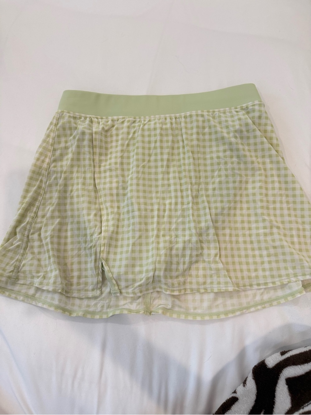 Light Green Alo Yoga Gingham Skort